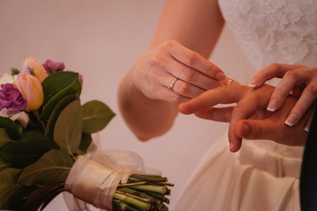 closeup portrait of beautiful bride - soft  focusの写真素材