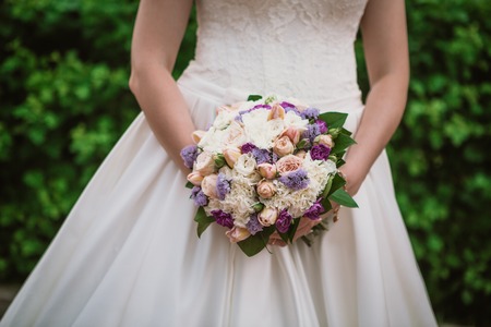 closeup portrait of beautiful bride - soft  focusの写真素材