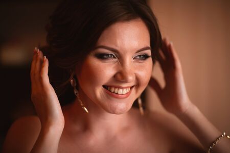 closeup portrait of beautiful bride - soft  focusの写真素材