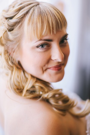 Portrait of  bride  on the classic bright backgroundの写真素材