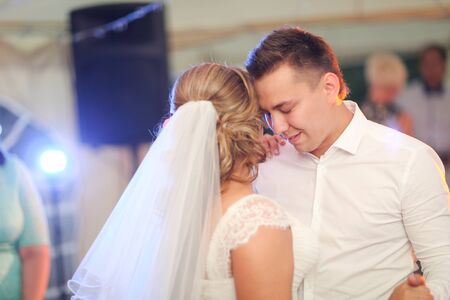 beautiful touching first dance of the  bride and groomの写真素材