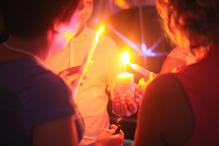 Russian wedding tradition ceremony  light a candleの写真素材