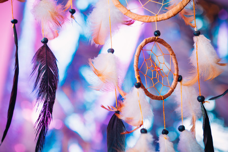 Dream catcher  on the bright multicolored backgroundの写真素材