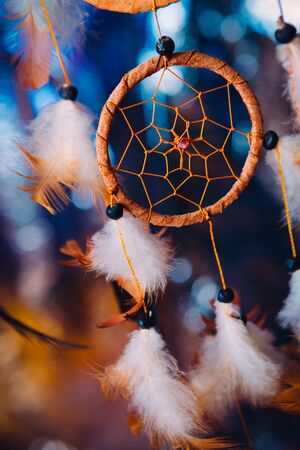 Dream catcher  on the bright multicolored backgroundの写真素材
