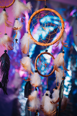 Dream catcher  on the bright multicolored backgroundの写真素材