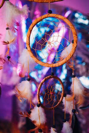 Dream catcher  on the bright multicolored backgroundの写真素材