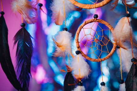 Dream catcher  on the bright multicolored backgroundの写真素材