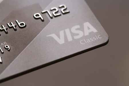 Samara, Russia-July 25.2016: Visa classic credit card close-up.のeditorial素材