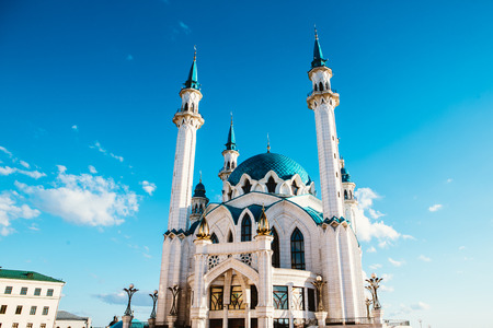 Kul Sharif mosque in Kazan Kremlin under clouds summer.