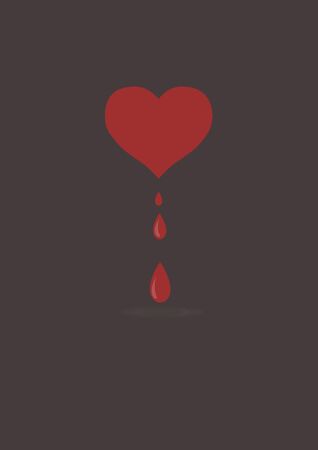 vector red heart symbol on dark backgroundのイラスト素材