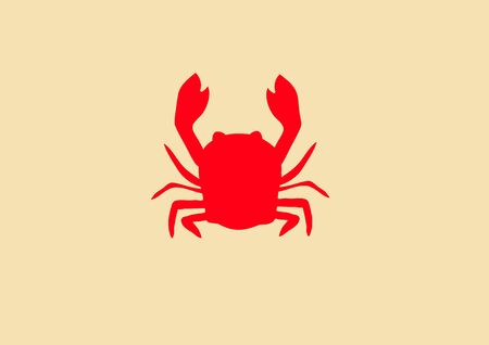 One red crab on a yellow backgroundの写真素材