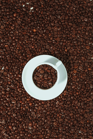 coffee on white background and cup coffeeの写真素材