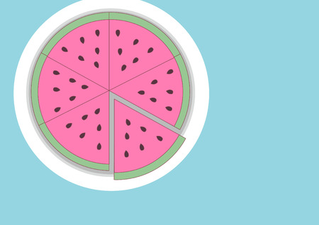 Cut a watermelon piece illustrationのイラスト素材