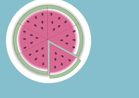 Cut a watermelon piece illustrationのイラスト素材