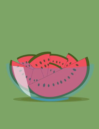 Cut a watermelon piece on a light backgroundの写真素材