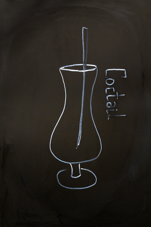 chalk cocktail draw on black school boardの写真素材