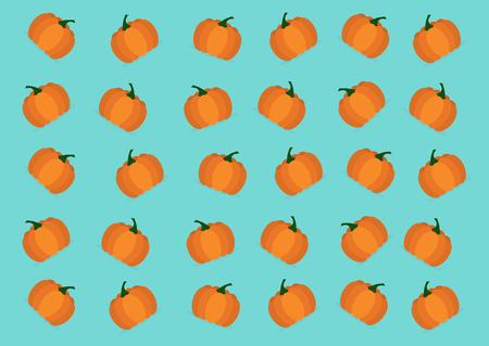 repeating Halloween pumpkin illustration on blue backgroundのイラスト素材