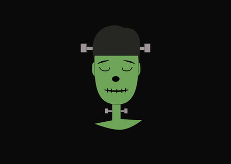 green frankenstein monster on a dark background.のイラスト素材