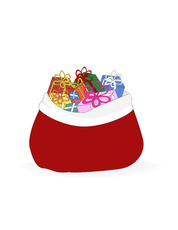 sack of christmas gifts on the white backgroundのイラスト素材