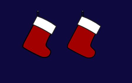 Christmas gift socks on a dark backgroundのイラスト素材