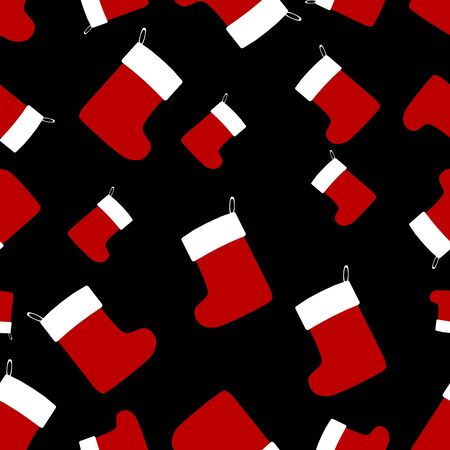 Gift Christmas sock Seamless on dark backgroundのイラスト素材
