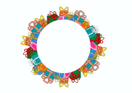 gifts around the circle on a light backgroundの写真素材