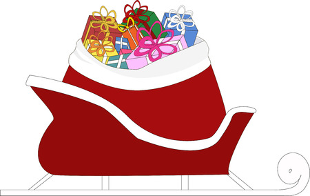 New Year's sled with gifts on a light background.のイラスト素材