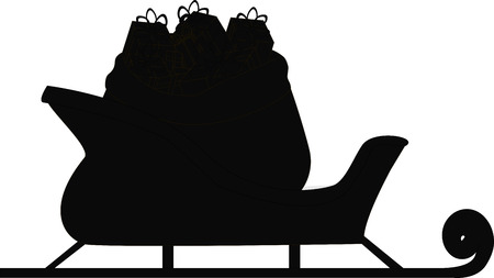 silhouette of a new year sled with gifts on a light background.のイラスト素材