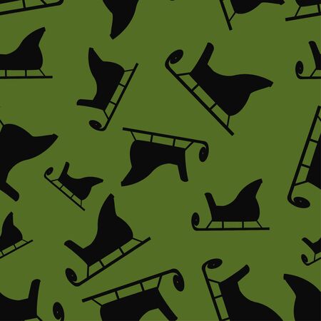 Sledge of Santa seamless on green backgroundのイラスト素材