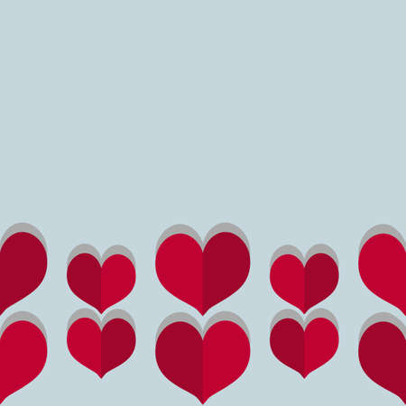 Two-colored hearts for Valentines Day on a blue background