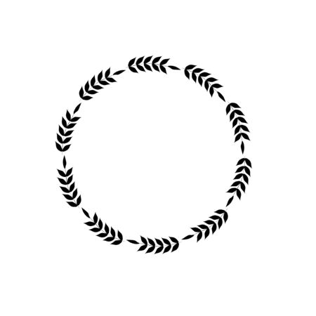 Black circle of wheat ear on white backgroundの写真素材