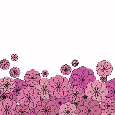 Several pink flowers on white backgroundのイラスト素材