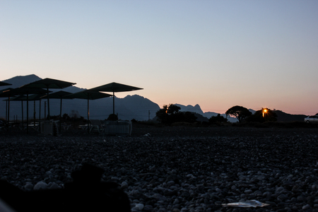Sunset on the beach of the sea in Turkeyの写真素材