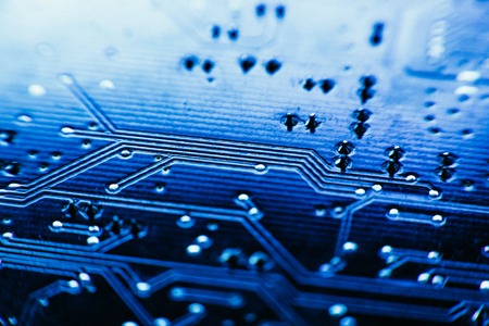 computer board sky blue color close up.の写真素材