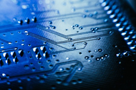 computer board sky blue color close up.の写真素材