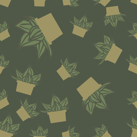 many green cactuses on the yellow background.のイラスト素材