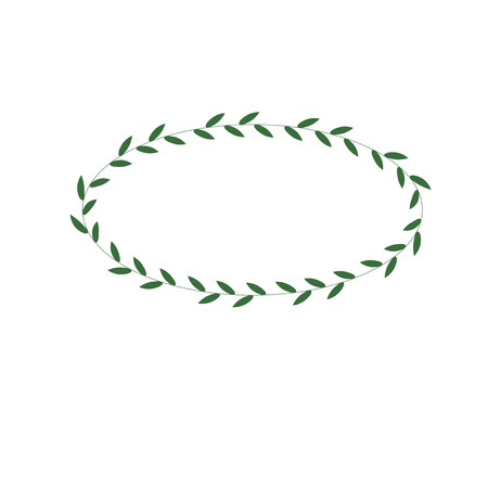 oval frame of a green plant on white background.のイラスト素材