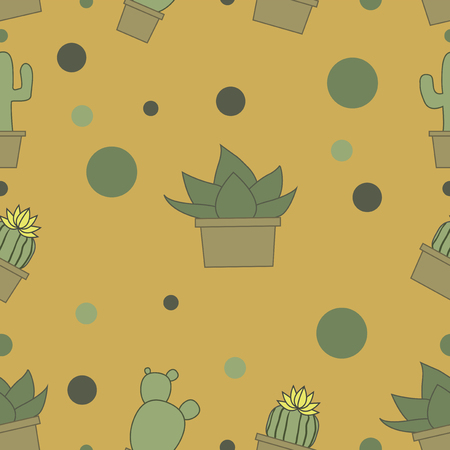 many green cactuses on the yellow background.のイラスト素材