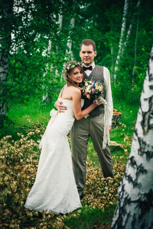 Young bride and groom in the style of provence.の写真素材