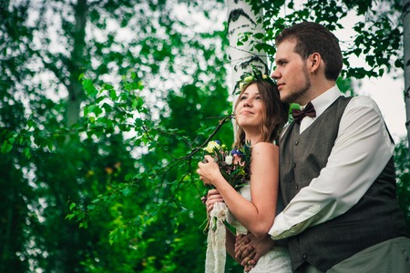 Young bride and groom in the style of provence.の写真素材