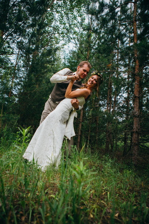 Young bride and groom in the style of provence.の写真素材