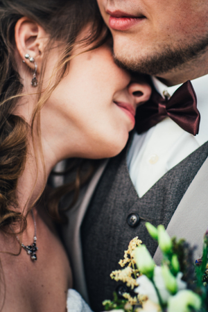 portrait young bride and groom in the style of provence.の写真素材