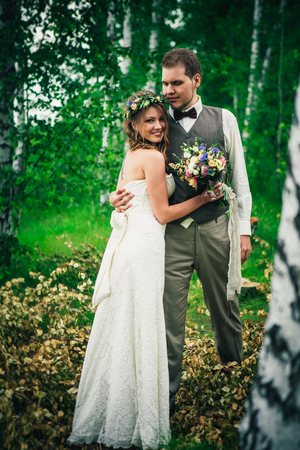 Young bride and groom in the style of provence.の写真素材