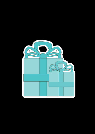 blue gift boxes with ribbon on the black background.のイラスト素材