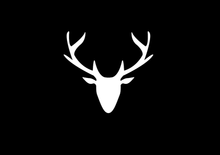 silhouette of a white deer head on a dark background.のイラスト素材