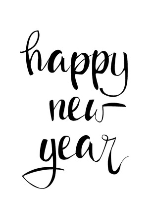 White inscription Happy New Year on a white background.のイラスト素材