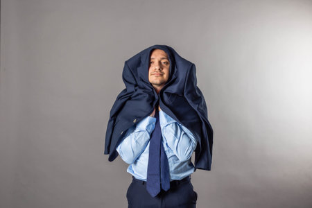 young man studio photoの写真素材