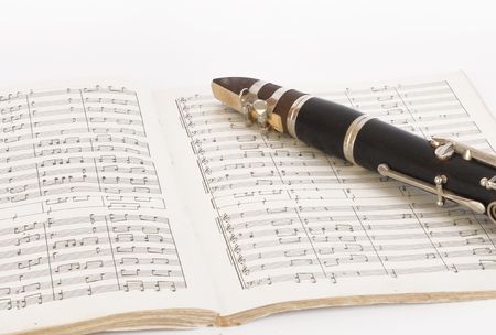 Picture of musical instrument of clarinet on a white backgroundの写真素材