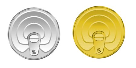 Illustration of lids from tin jars on a white background