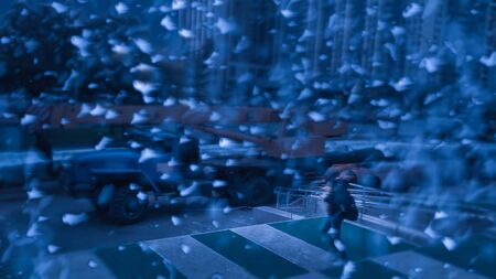 winter, snow, snowstorm, winter cityの写真素材